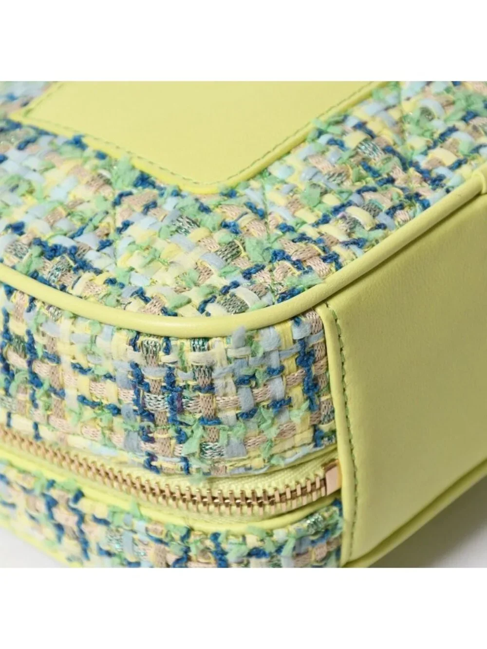 Chanel CC Mania Small Camera Bag CC Logo Lime Green Multicolor Tweed Lambskin